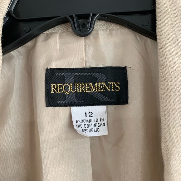 Requirements beige linen blend minimalist blazer career suit jacket size 12 - Picture 3 of 4